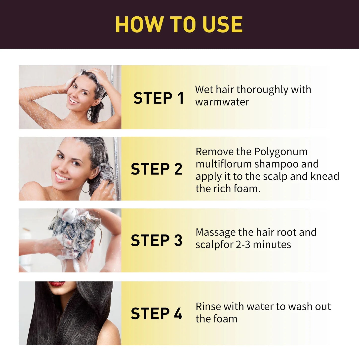 Eelhoe Black Hair Dye Shampoo Polygonum Multiflorum Moisturizing Hair 3 In 1 Cleaning Repair Softening Haircare Products