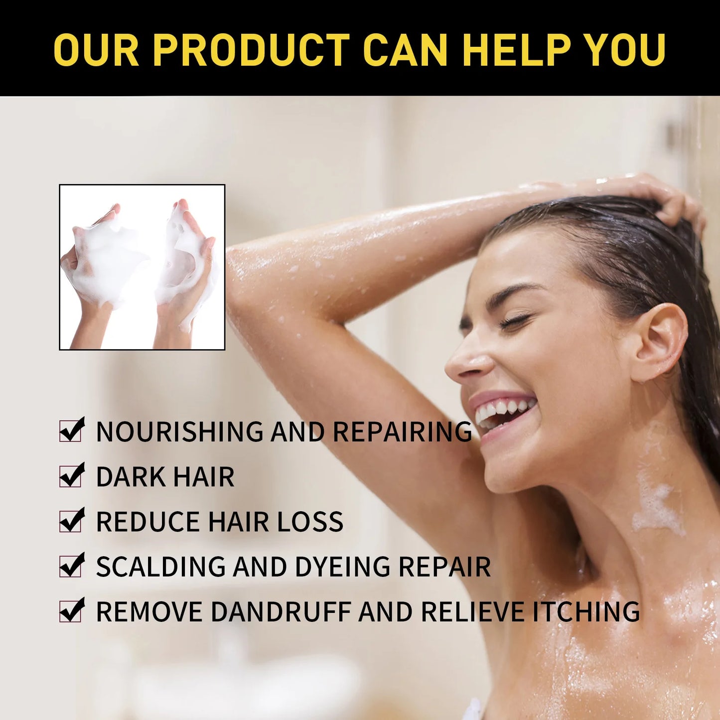 Eelhoe Black Hair Dye Shampoo Polygonum Multiflorum Moisturizing Hair 3 In 1 Cleaning Repair Softening Haircare Products