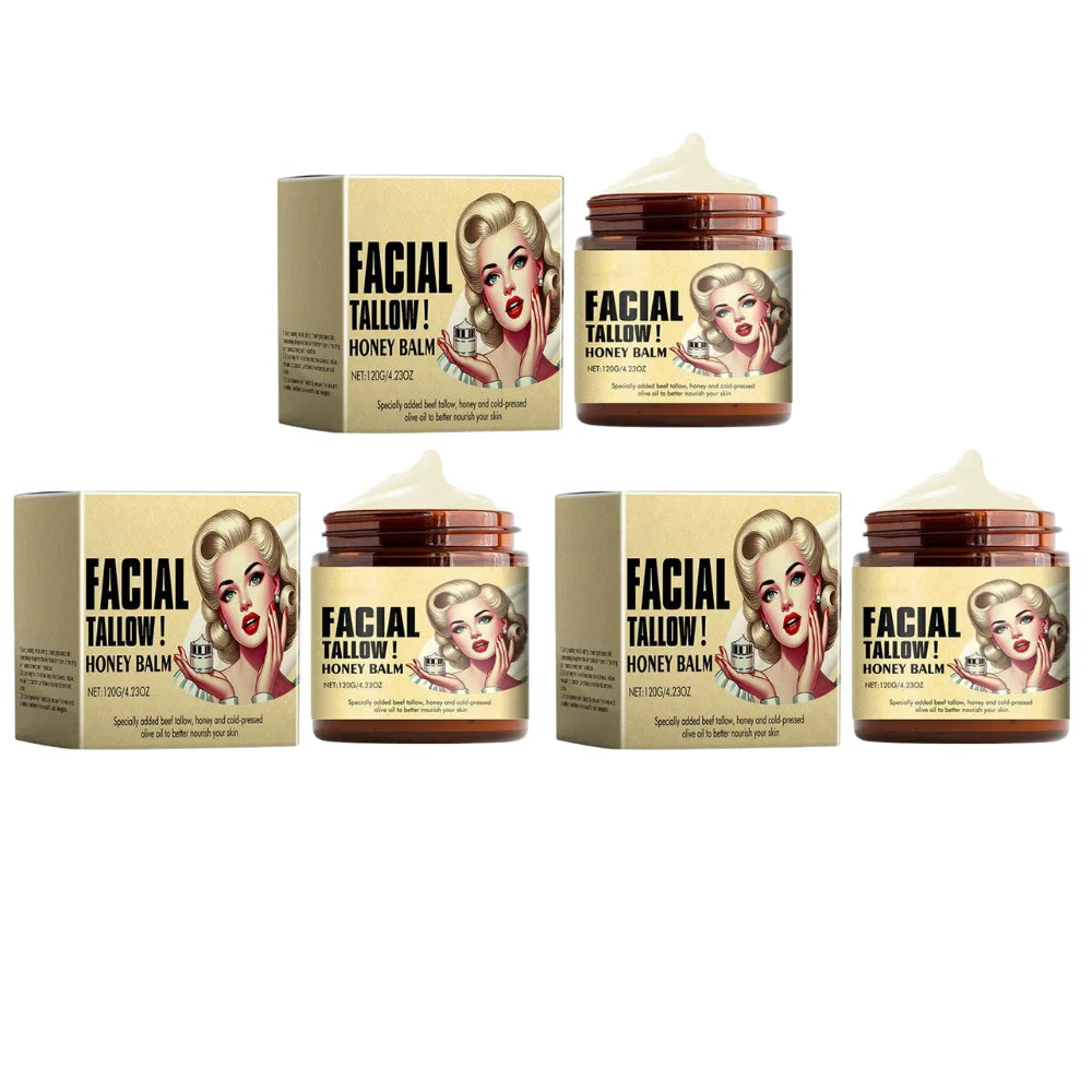 1/3Pcs Beef Tallow Face Moisturizer Whipped Beef Tallow & Honey Balm Face & Body Skin Care Grass Fed Grass Finished Skincare