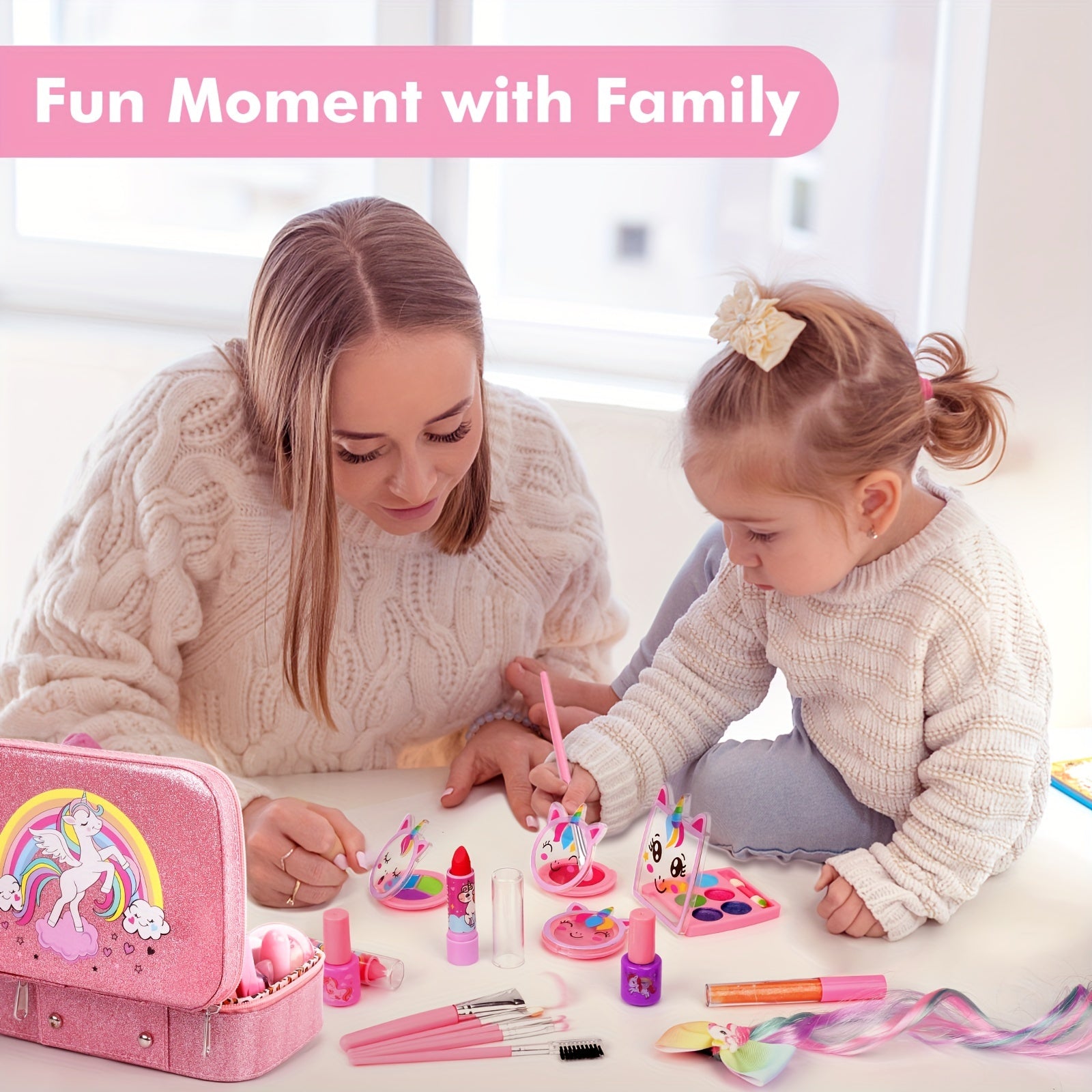 28 PCSKids Makeup Kit for Girls, Real Washable Makeup Toy for Little Girl Princess