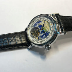3D Globe Tourbillon Round Watch Fashion