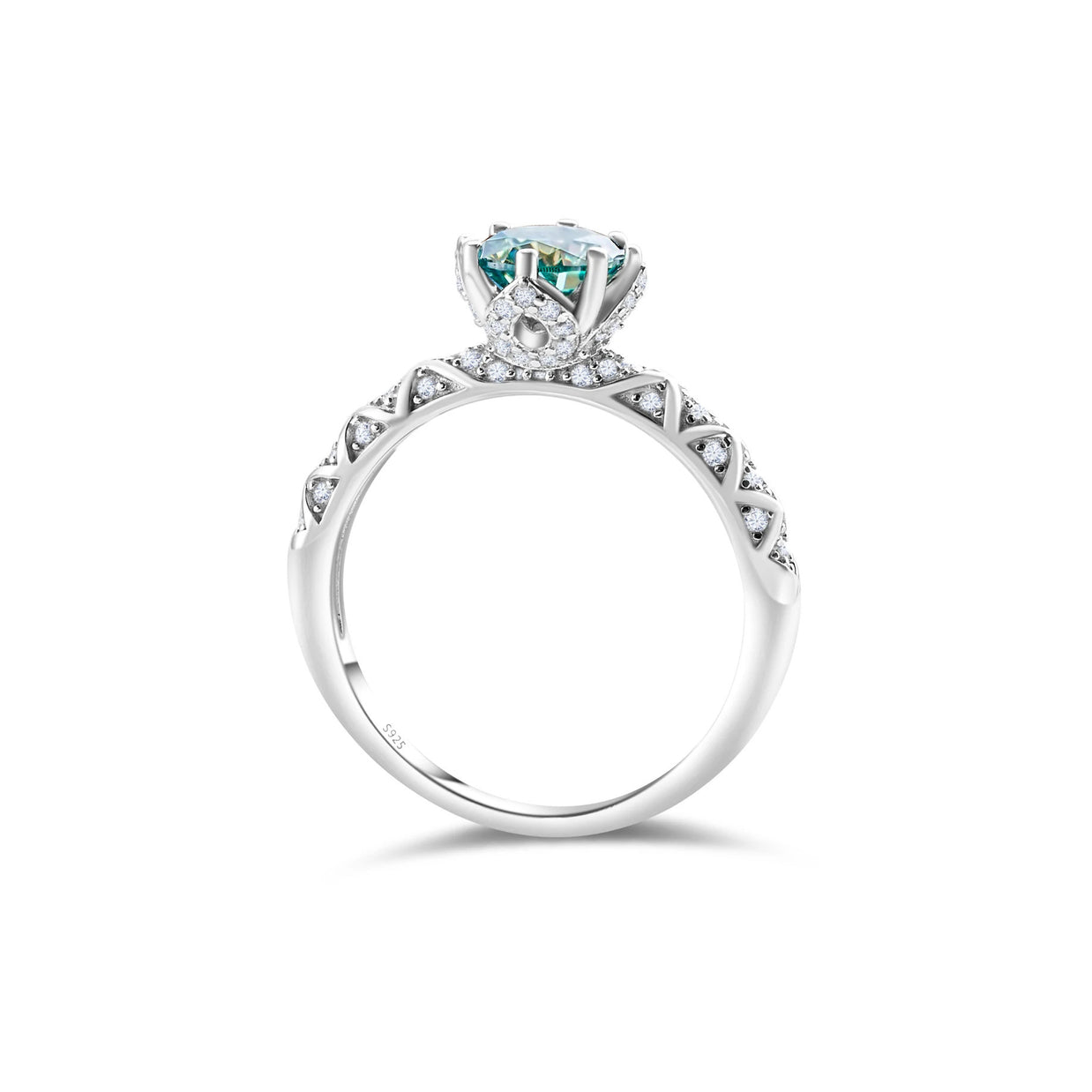 925 Sterling Silver Moissanite Ring Women's Pt950 Gold-plated Vine Winding Light Luxury