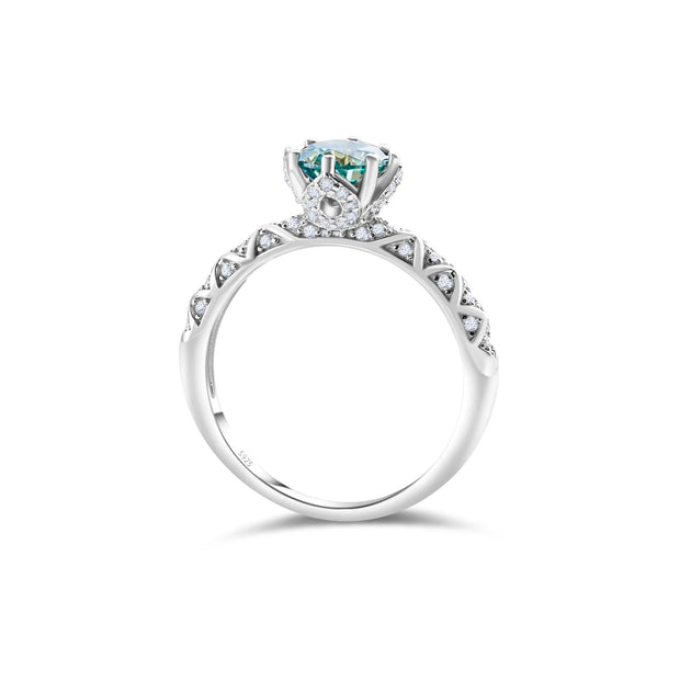 925 Sterling Silver Moissanite Ring Women's Pt950 Gold-plated Vine Winding Light Luxury