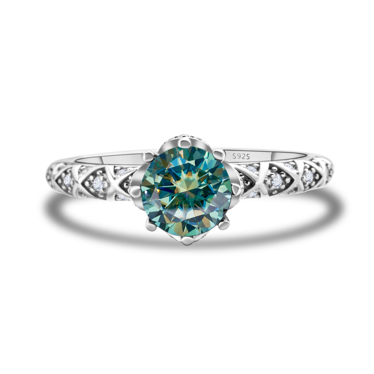925 Sterling Silver Moissanite Ring Women's Pt950 Gold-plated Vine Winding Light Luxury