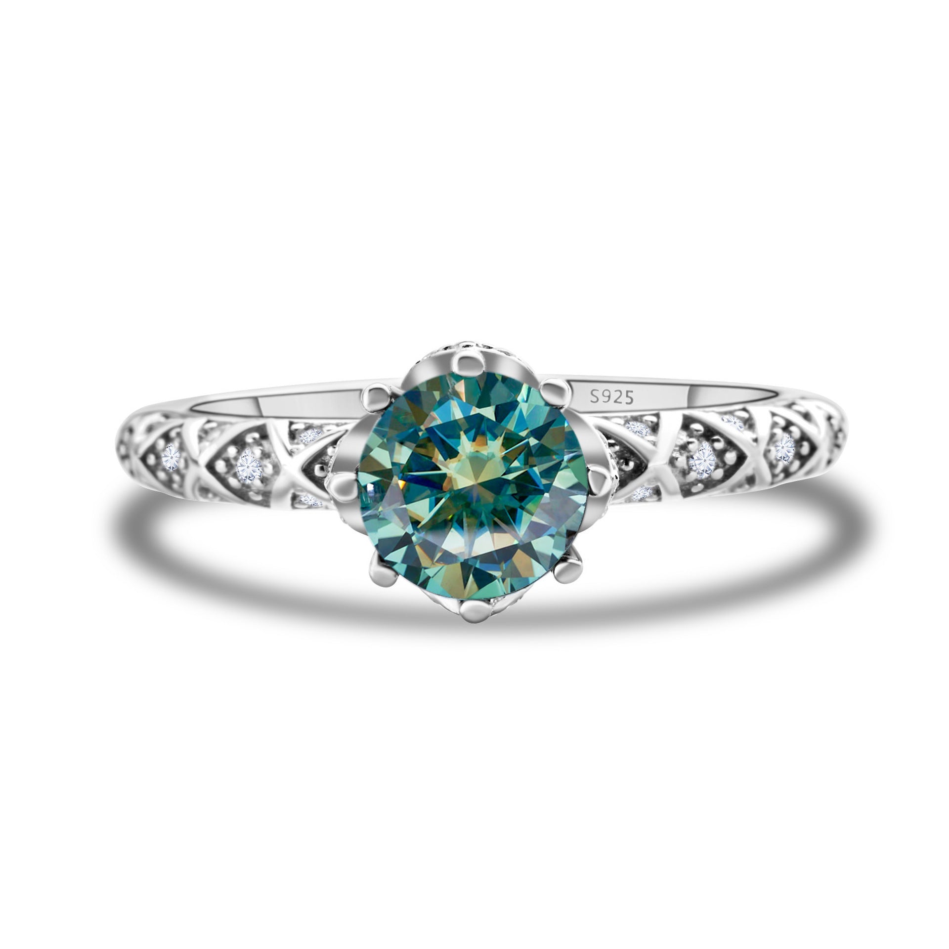 925 Sterling Silver Moissanite Ring Women's Pt950 Gold-plated Vine Winding Light Luxury