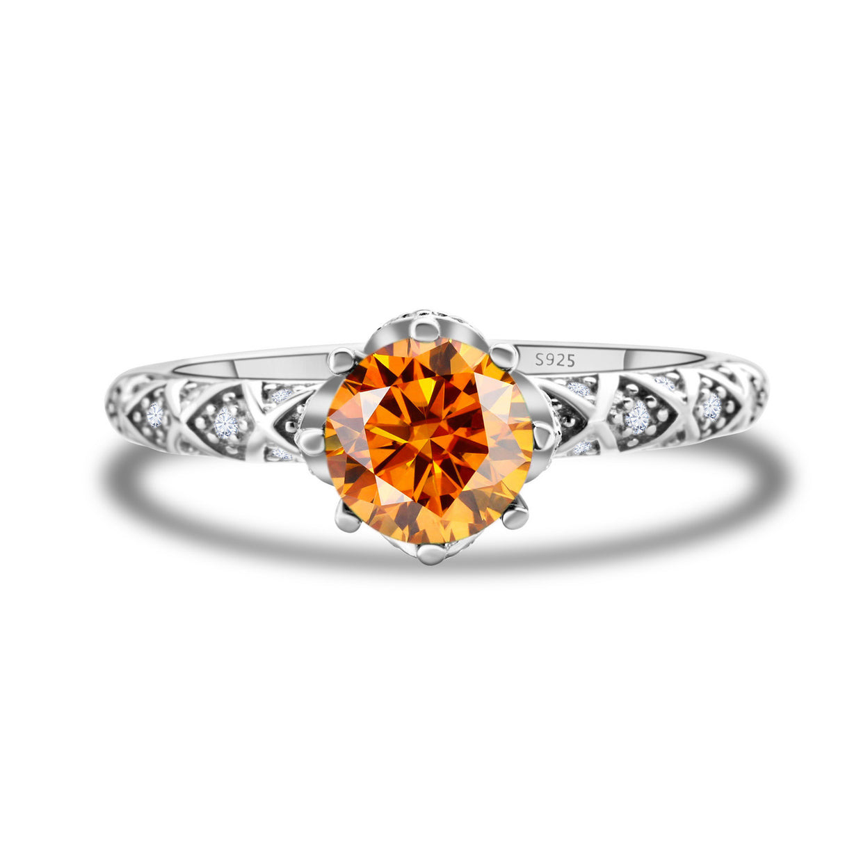 925 Sterling Silver Moissanite Ring Women's Pt950 Gold-plated Vine Winding Light Luxury