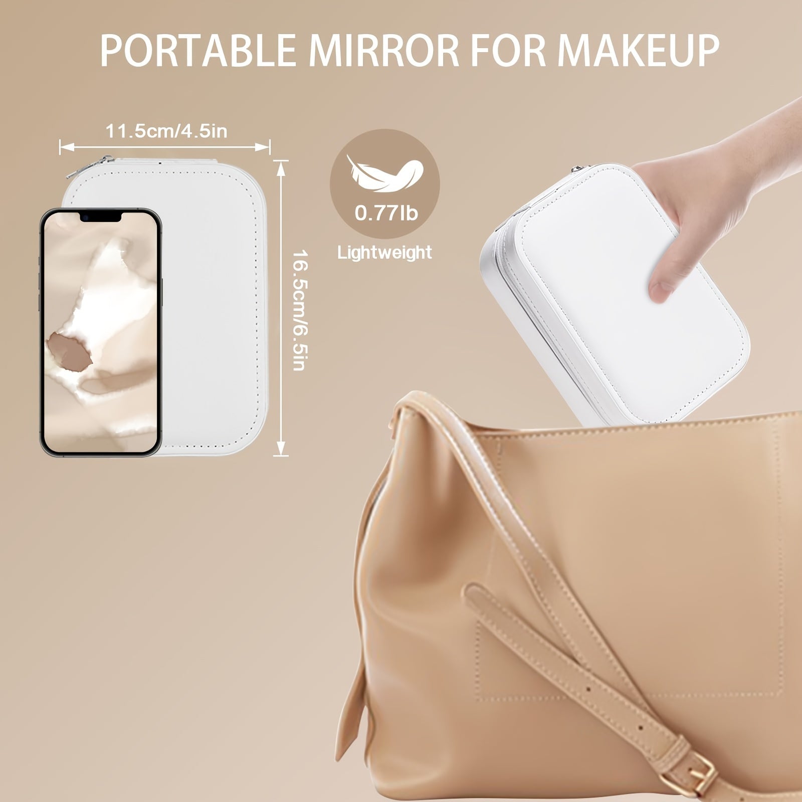 2 in 1 Travel Makeup Bag with LED Lighted, Make Up Case with Mirror, Jewelry Box Organizer with LED Makeup Mirror, 3 Color Setting Cosmetic Makeup Box Organizer Case for Women Beauty Tools Accessories Case Rechargeable, Chris