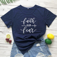 Faith Over Fear Christian T-Shirt Religion Clothing For Women Faith Shirt