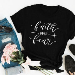 Faith Over Fear Christian T-Shirt Religion Clothing For Women Faith Shirt