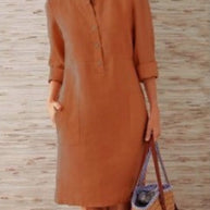 Women Clothing Dress Streetwear Ethnic Style Long Sleeve Dress