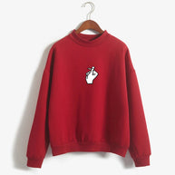 Fast Selling Popular Women''s Clothing Korean Ulzzang Love Finger Than Heart Gesture Plush Sweater