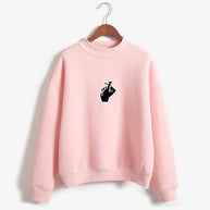Fast Selling Popular Women''s Clothing Korean Ulzzang Love Finger Than Heart Gesture Plush Sweater
