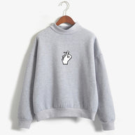 Fast Selling Popular Women''s Clothing Korean Ulzzang Love Finger Than Heart Gesture Plush Sweater
