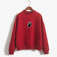 Fast Selling Popular Women''s Clothing Korean Ulzzang Love Finger Than Heart Gesture Plush Sweater