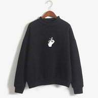 Fast Selling Popular Women''s Clothing Korean Ulzzang Love Finger Than Heart Gesture Plush Sweater