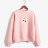 Fast Selling Popular Women''s Clothing Korean Ulzzang Love Finger Than Heart Gesture Plush Sweater