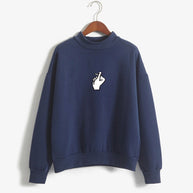 Fast Selling Popular Women''s Clothing Korean Ulzzang Love Finger Than Heart Gesture Plush Sweater