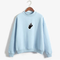 Fast Selling Popular Women''s Clothing Korean Ulzzang Love Finger Than Heart Gesture Plush Sweater