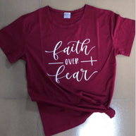 Faith Over Fear Christian T-Shirt Religion Clothing For Women Faith Shirt