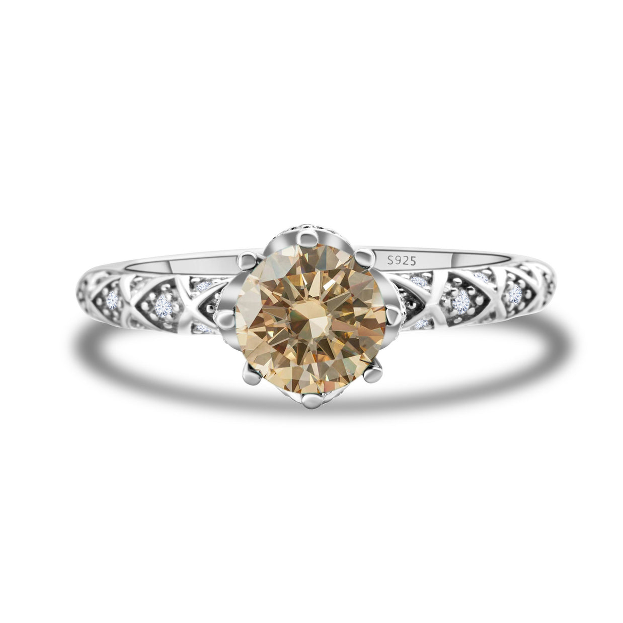 925 Sterling Silver Moissanite Ring Women's Pt950 Gold-plated Vine Winding Light Luxury