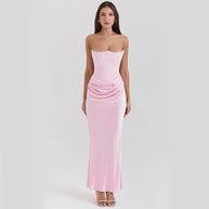 Slim Tube Top Long Dress Sexy Fashion Bandeau Backless Party Evening Dresses For Women Clothing