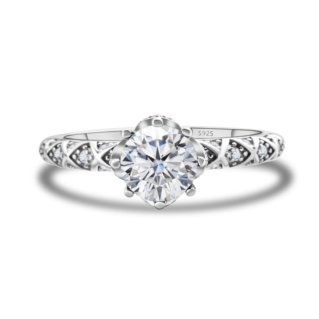 925 Sterling Silver Moissanite Ring Women's Pt950 Gold-plated Vine Winding Light Luxury