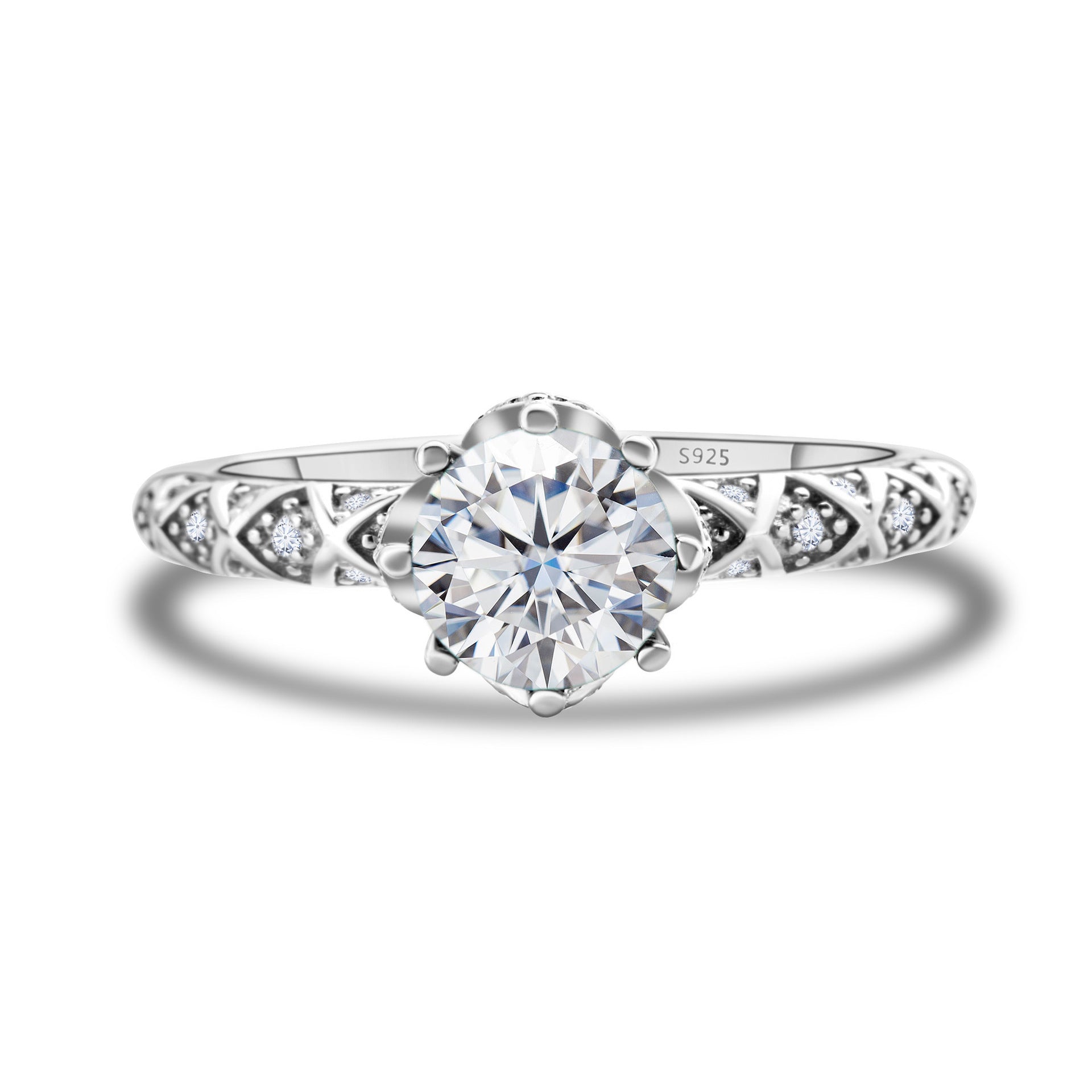925 Sterling Silver Moissanite Ring Women's Pt950 Gold-plated Vine Winding Light Luxury