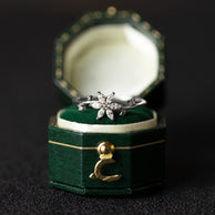 Floral Wedding Band For Women 18K 14K Gold S925 Silver Diamond Ring