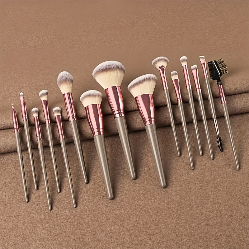 15pcs Professional Makeup Brushes Set Bag Foundation Eyelash Eyebrow Eyeshadow Cosmetic Make Up Tool Makeup Brush Tool Set