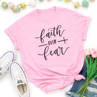 Faith Over Fear Christian T-Shirt Religion Clothing For Women Faith Shirt