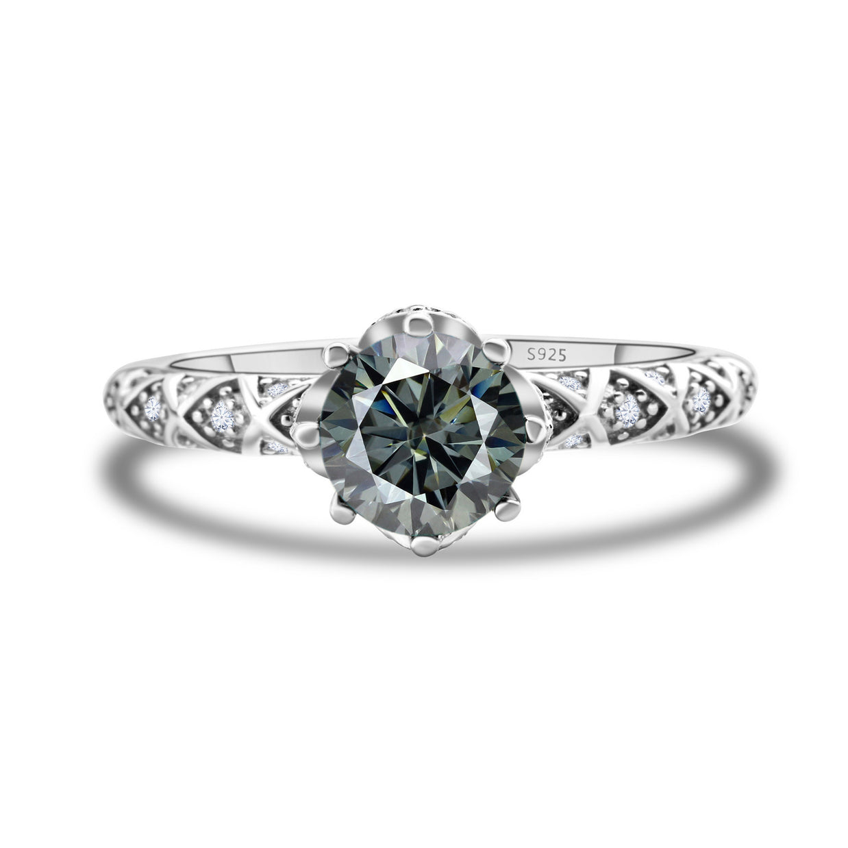 925 Sterling Silver Moissanite Ring Women's Pt950 Gold-plated Vine Winding Light Luxury