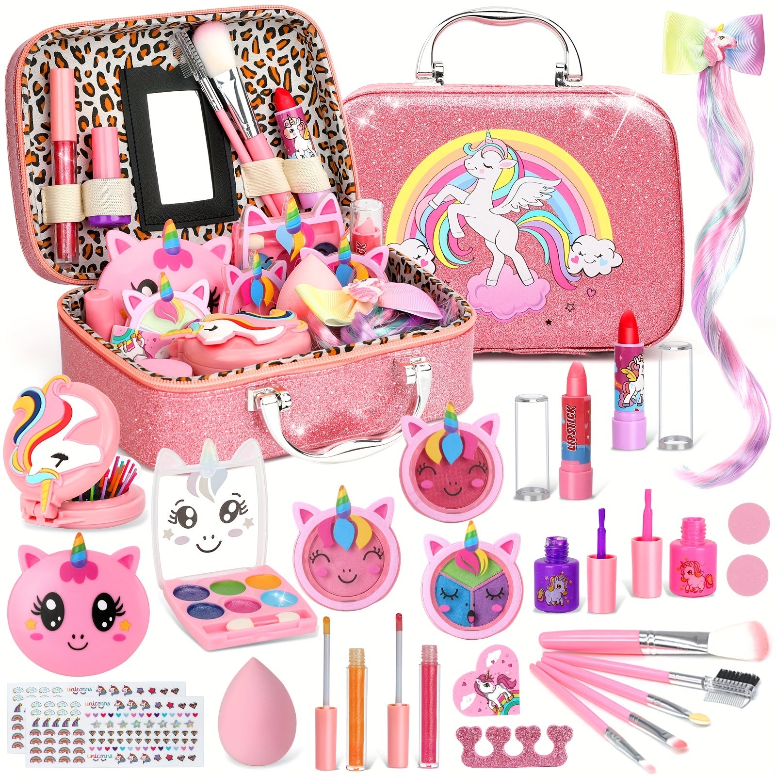28 PCSKids Makeup Kit for Girls, Real Washable Makeup Toy for Little Girl Princess