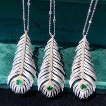 Light Luxury 925 Silver Brushed Feather Pendant Necklace