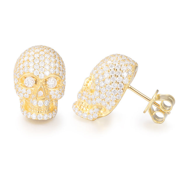 Creative S925 Silver Skull Moissanite Stud Earrings