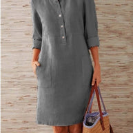 Women Clothing Dress Streetwear Ethnic Style Long Sleeve Dress