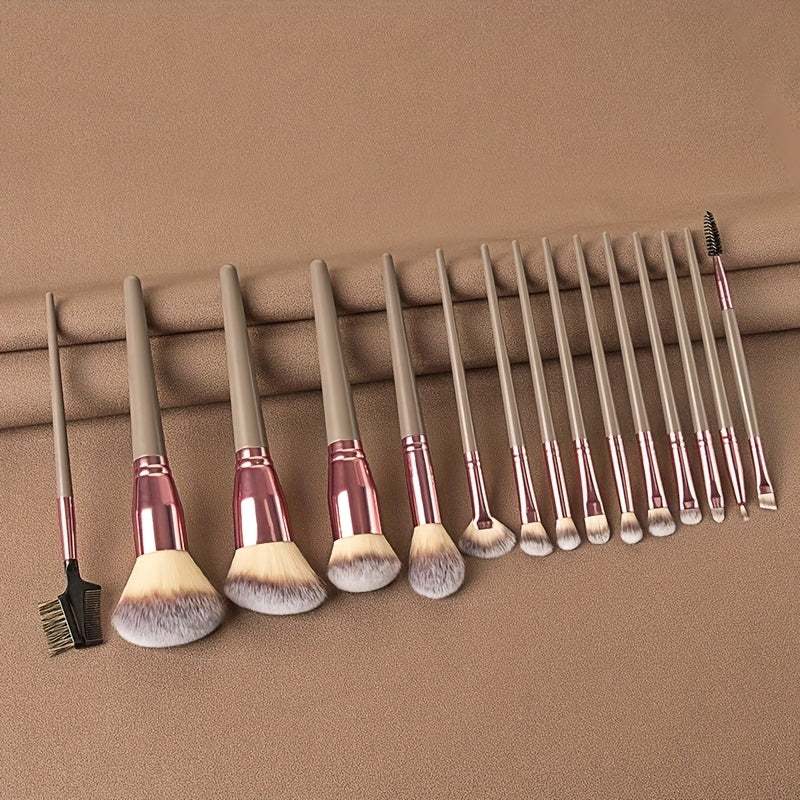 15pcs Professional Makeup Brushes Set Bag Foundation Eyelash Eyebrow Eyeshadow Cosmetic Make Up Tool Makeup Brush Tool Set