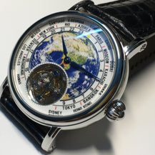 3D Globe Tourbillon Round Watch Fashion