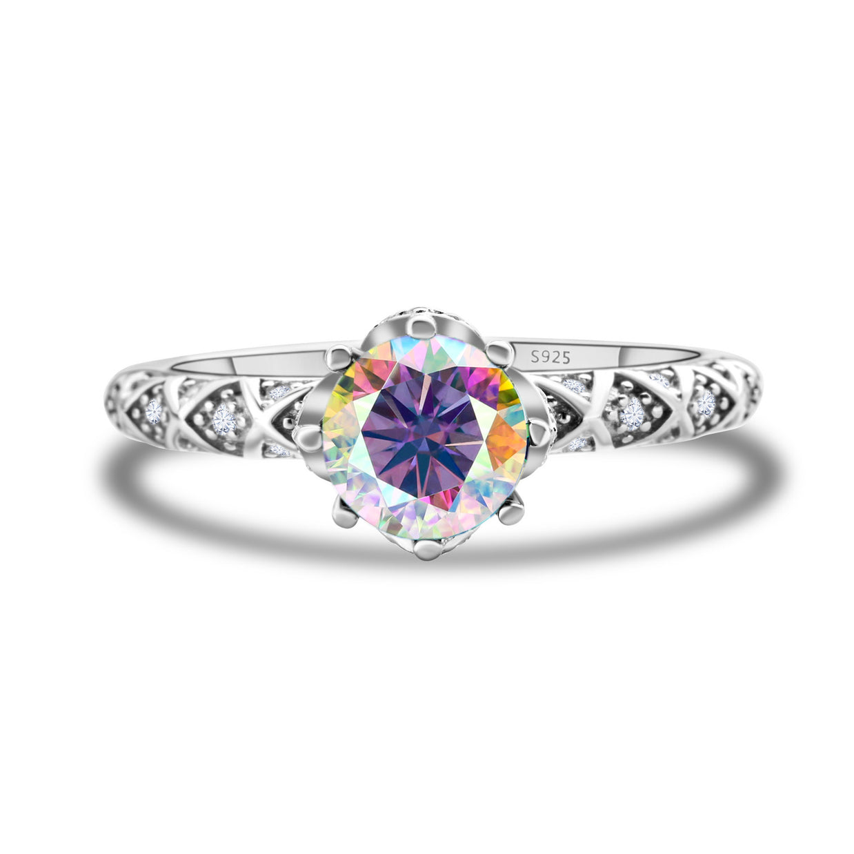 925 Sterling Silver Moissanite Ring Women's Pt950 Gold-plated Vine Winding Light Luxury