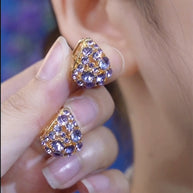 Light Luxury Purple Full Diamond Ear Clip Women