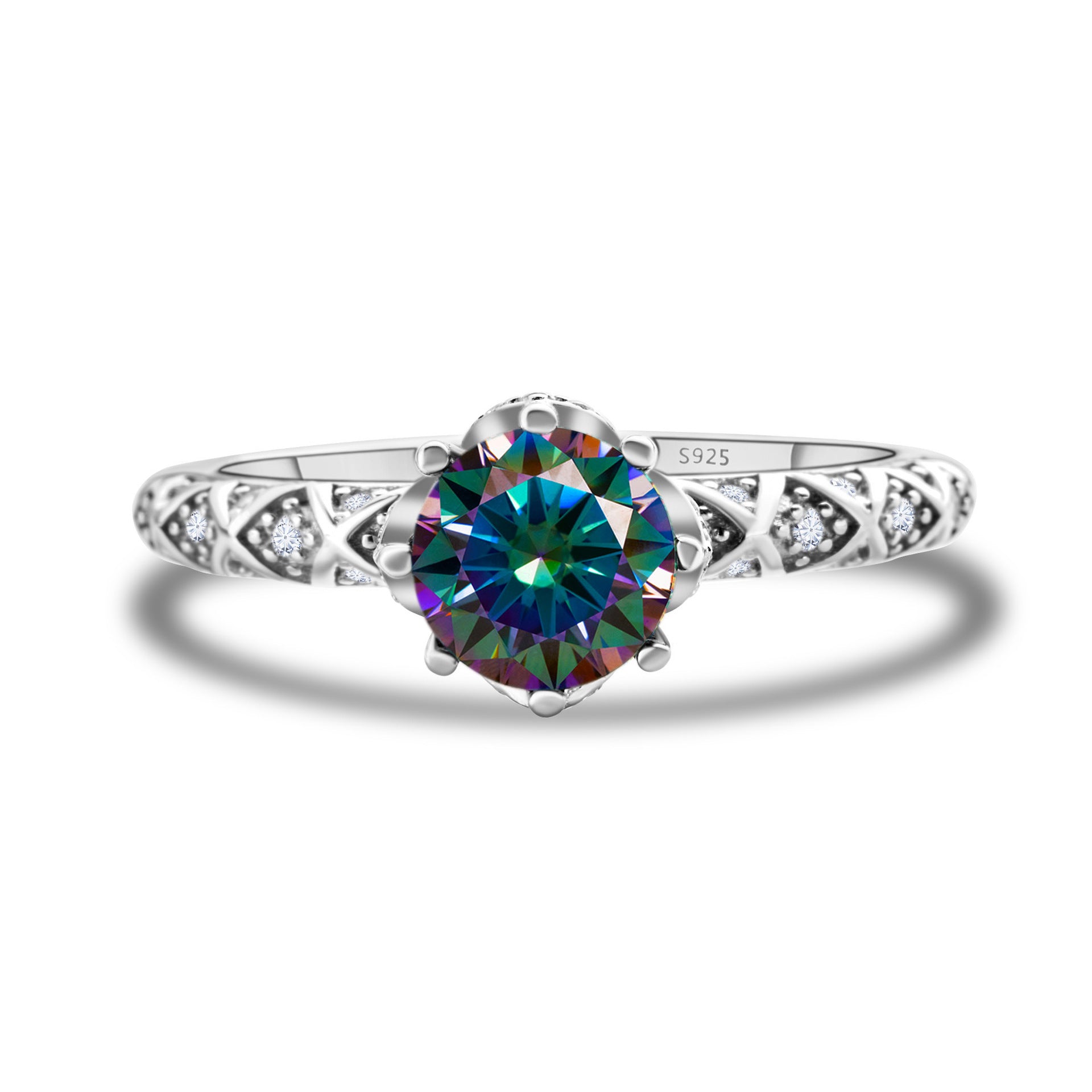 925 Sterling Silver Moissanite Ring Women's Pt950 Gold-plated Vine Winding Light Luxury