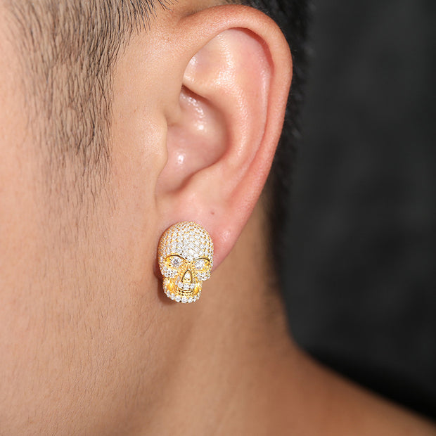 Creative S925 Silver Skull Moissanite Stud Earrings