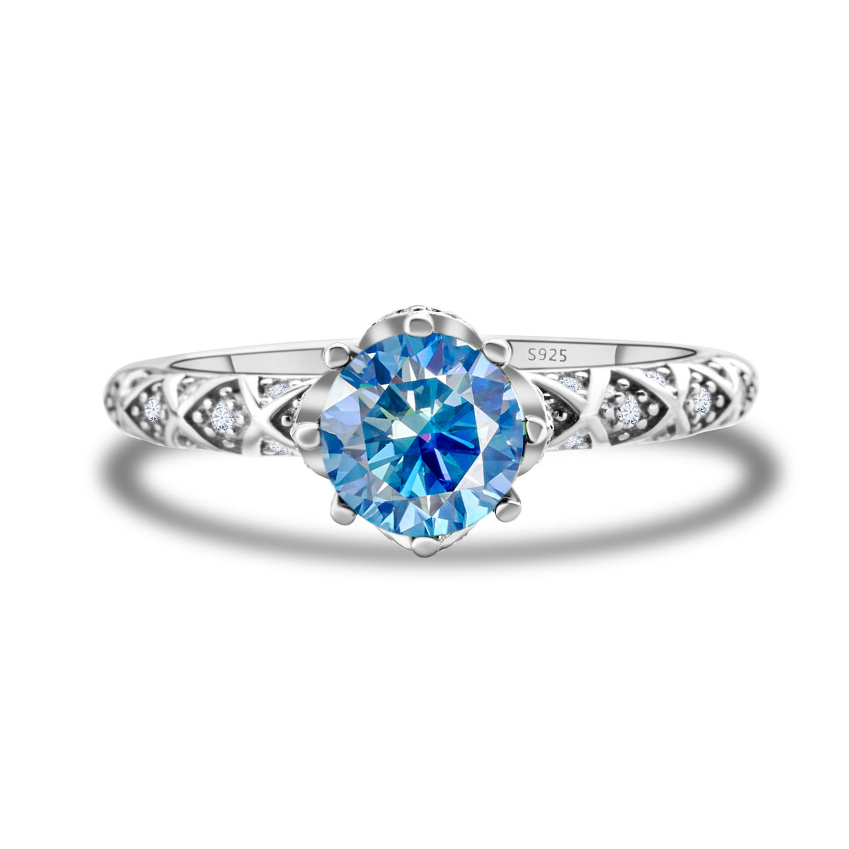 925 Sterling Silver Moissanite Ring Women's Pt950 Gold-plated Vine Winding Light Luxury