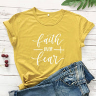 Faith Over Fear Christian T-Shirt Religion Clothing For Women Faith Shirt
