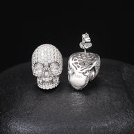 Creative S925 Silver Skull Moissanite Stud Earrings