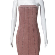 Fashion Backless Tube Denim Dress Summer Sexy Y2K Slim Short Dresses For Women Clothing