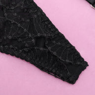 Elegance Sheer Bra and Panty Ensemble with Suspenders Crotch Details