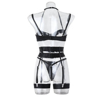 Elegant Black Bra and Panties Set with Chest Cutout - Ideal for B2B Lingerie Retailers Back View