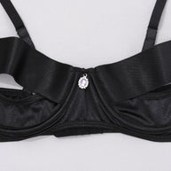 Elegant Black Bra and Panties Set with Chest Cutout - Ideal for B2B Lingerie Retailers Bra Back View