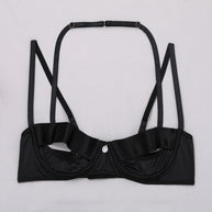 Elegant Black Bra and Panties Set with Chest Cutout - Ideal for B2B Lingerie Retailers Bra Details