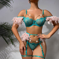 Enchanting Lace Bra & Panty Set with Garter